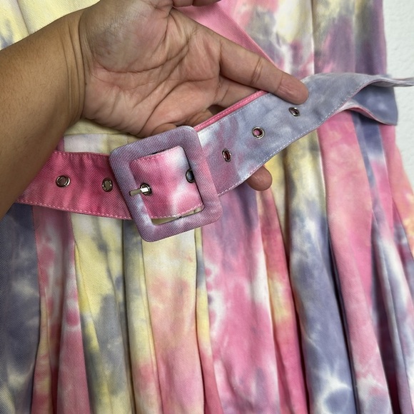 L’atiste by Amy Skater Mini Short Pink Purple Tie Dye Skater Dress Sz Large NWT - Picture 3 of 11